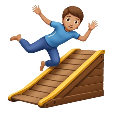 jongen die aan het buikglijden is met bruin haar van een schans sticker