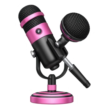 black stage microphone with pink strip on bottom sticker