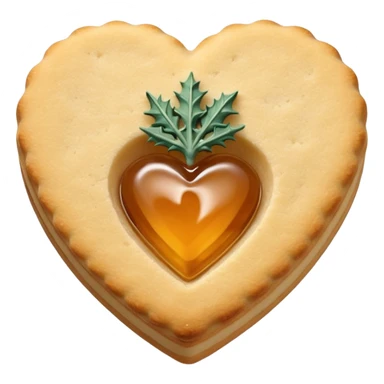 Realistic shortbread cookie in the shape of a heart with Thistle jelly middle filling and sprinkled powder sugar on top. sticker