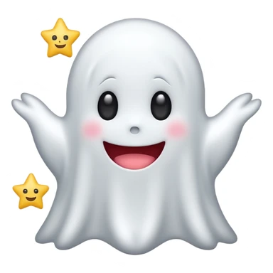 ghost kawai star white sticker