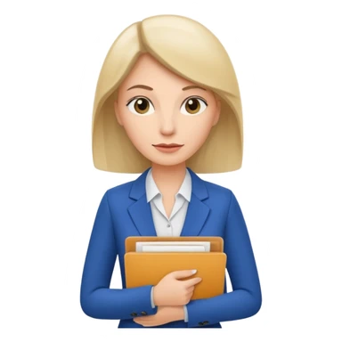 business woman with file folder and documents sticker