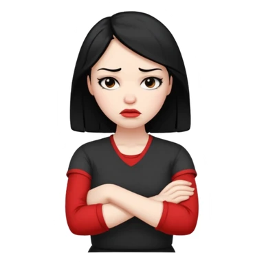 pouty/sad arms crossed emoji woman with black hair sticker