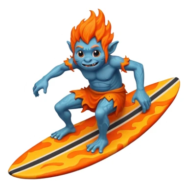troll riding a surfboard through lava  sticker