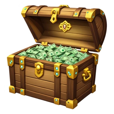 unlocked treasure chest glowing from the inside money,gems, RPG game style sticker