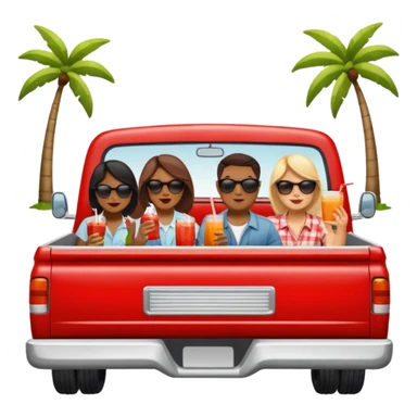 People having a picnic in the back of a red pick up truck sticker