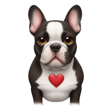 French bulldog in a heart sticker