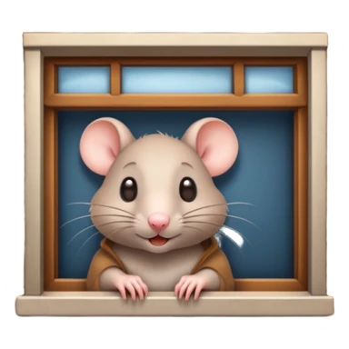 cute rat peeking out of a restaurant building sticker