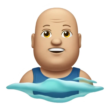 Fat bald guy swimming  sticker
