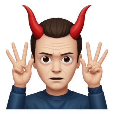 Eddie the freak from stranger things with his iconic hand sign over his head pretending to be the devil I think sticker