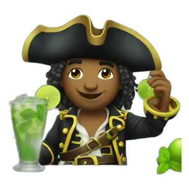 young pirate drinking mojito sticker