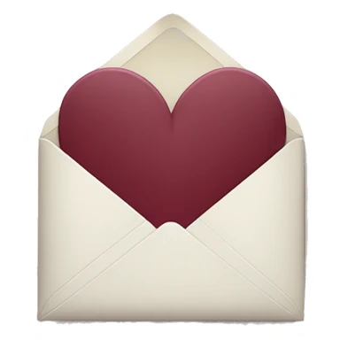 burgundy closed envelope with white heart stamp sticker
