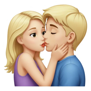 Blonde girl kissing boy sticker