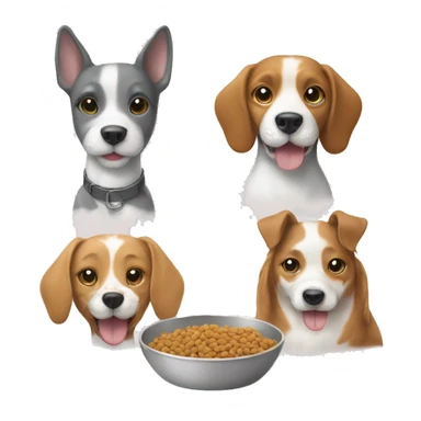 Dog,cat and bowl food in line drawing sticker