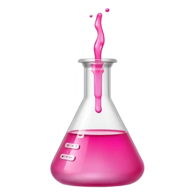 Miniatura de un frasco de laboratorio o un tubo de ensayo elegante con un líquido rosa vibrante, sobre una superficie de mármol. Iluminación de estudio. Estilo sofisticado sticker