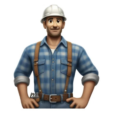 photorealistic blue collar worker 1950s sticker
