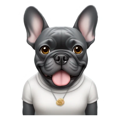Dark grey French bulldog with grandma sticker