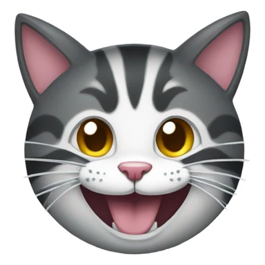 Apple emoji of a cat laughing and poiting at you sticker