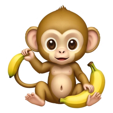 cute baby monkey peeling a banana sticker