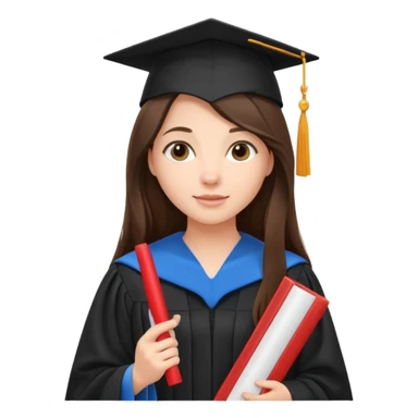young brunette girl long hair university graduate sticker
