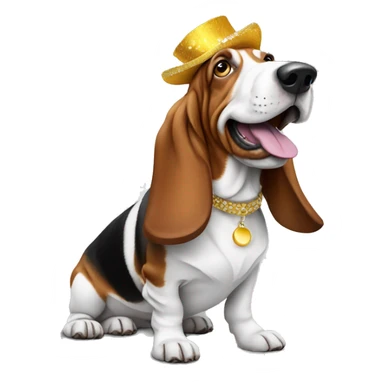 Basset hound partying sticker