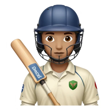 cricket player with full cricket equipment helmet gloves pads bat sticker