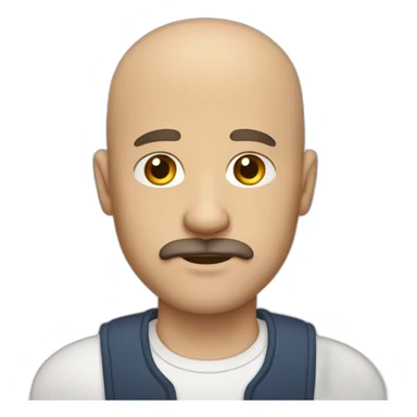 Bald middle aged guy with side brown hair and thick brown mustache sticker