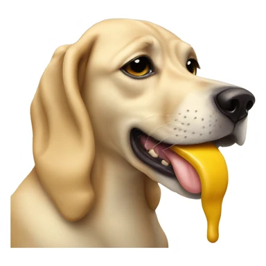 Dog licking peanut butter on banana  sticker