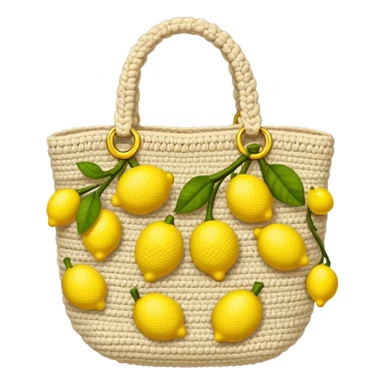 beige crocheted bag holding lemons sticker