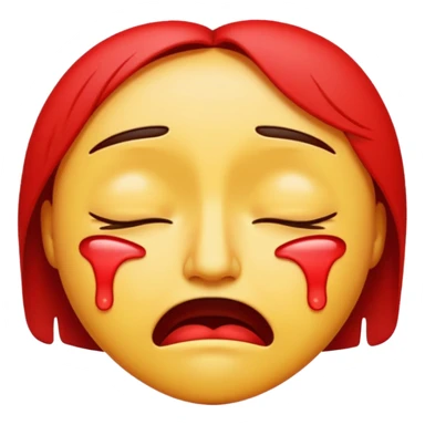 A standard emoji crying red with closed eyes sticker