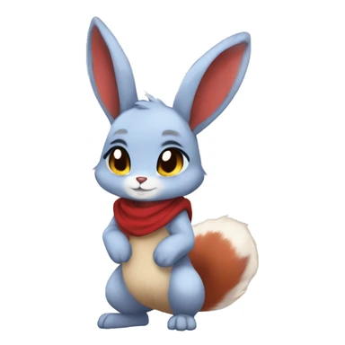 Anthro Sona Fakemon Full Body Red Rabbit Squirrel Chibi Cute  sticker