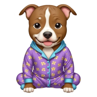 a brindled, black and tan pit bull wearing comfy pajamas sticker