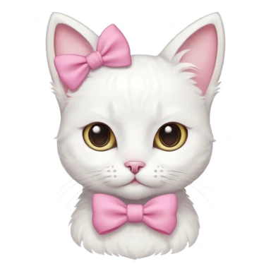 gatita tierna blanca con un monito rosita en una oreja sticker