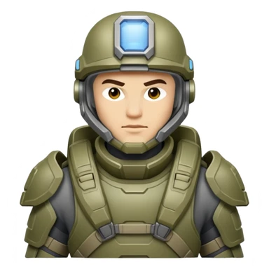 male Halo Spartan super-soldier with nomadic gear and survival equipment sticker