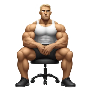 sad body builder sitting in chair sticker