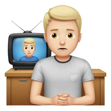 bored man watching television sticker