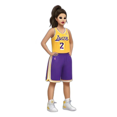 selena gomez with yellow lakers jersey sticker