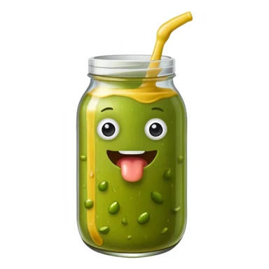 A pickle drinking mustard sticker