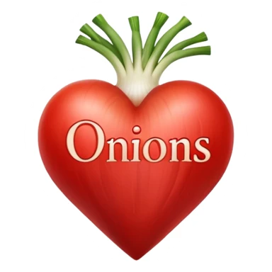 heart with the word onions in the middle sticker