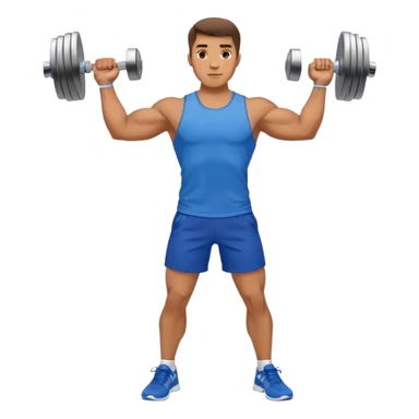 man with blue shorts doing side-lateral raise (T pose) with light dumbbells sticker
