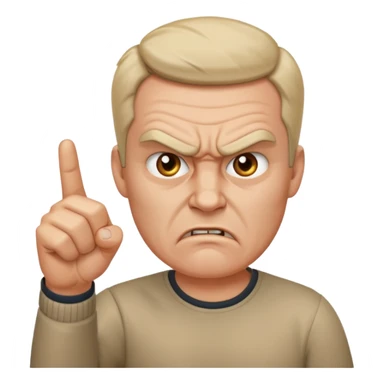 angry man pointing fingure at his own face sticker