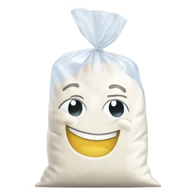 happy bag of white flour in a clear bag sticker