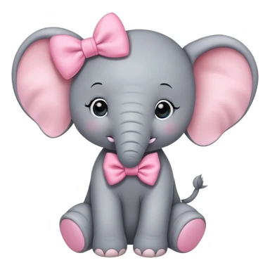 elephant baby pink bow sticker