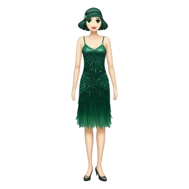 One Dark green sparkly flapper style dress with thin straps sticker