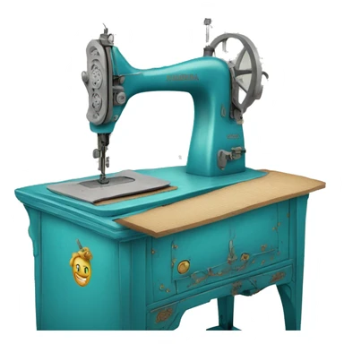 Costureira com máquina de costura antiga azul turquesa  sticker