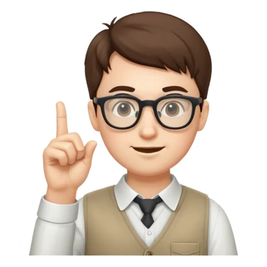 Nerd with one finger up with glasses sticker