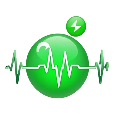 green dot with ECG heartbeat line. dot, not heart sticker