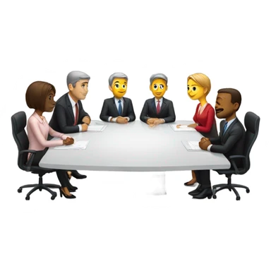 5 people business meeting sitting at a table sticker