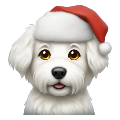 White fluffy dog with Santa hat sticker