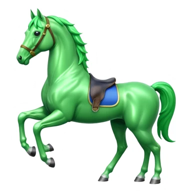 Green horse standing up with two feets facing right  sticker
