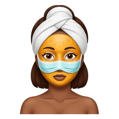 Brown skin Lady with face mask spa beauty full face relaxing sticker
